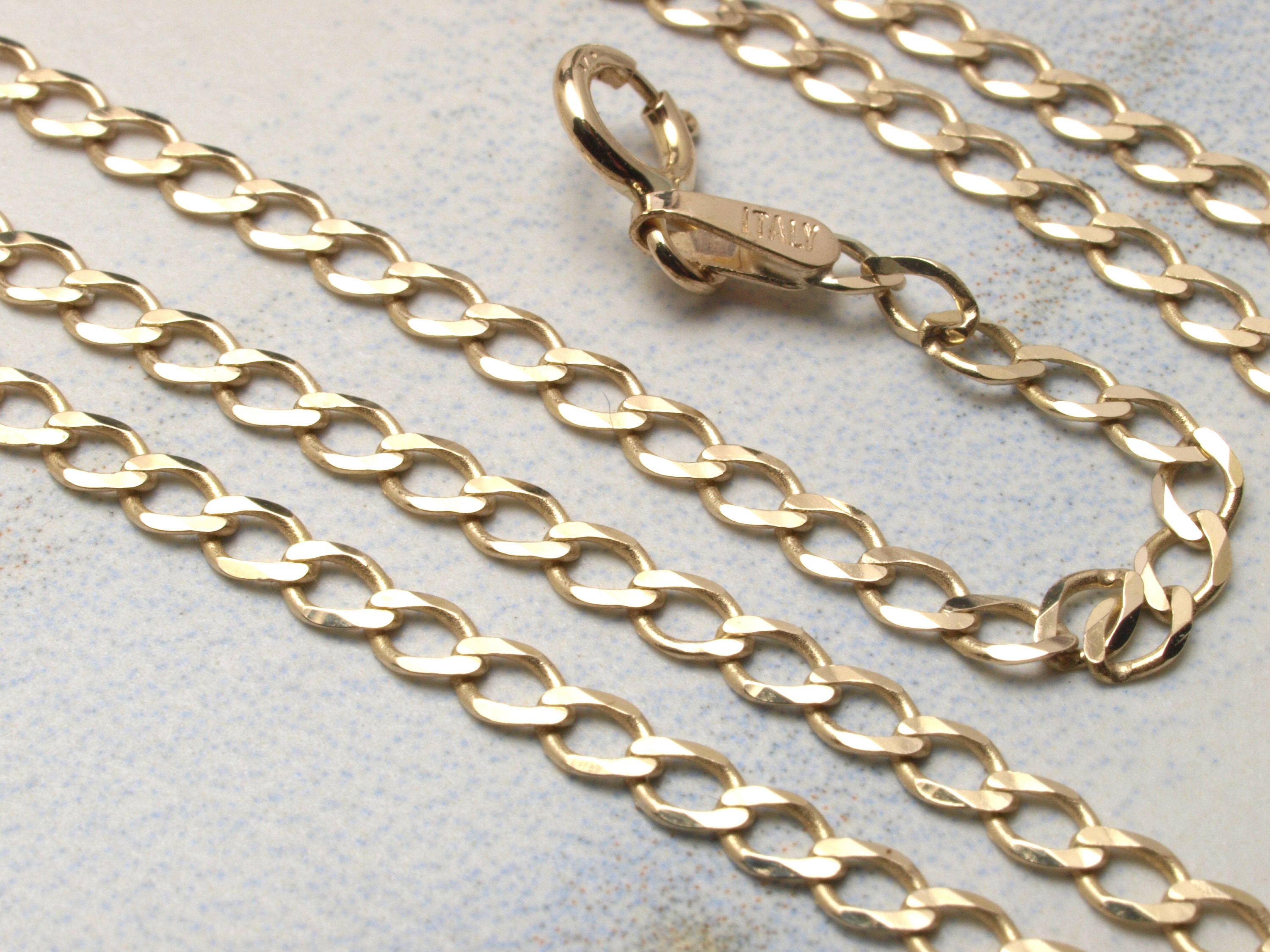 18K Gold Curb Chain 2.5mm Dainty Small Gold Necklace Slick Chain