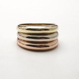 Three-colour gold ring in 14ct gold