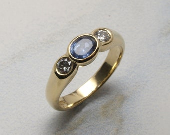 Vintage diamond and tanzanite ring in 18ct gold