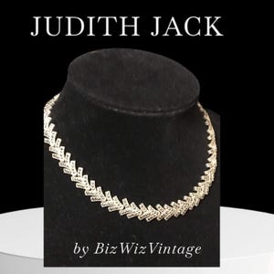 Judith Jack Sterling Silver Marcasite Necklace Designer Choker Style  Elegant V design - 52 Grams - Vintage - Excellent Condition 16”