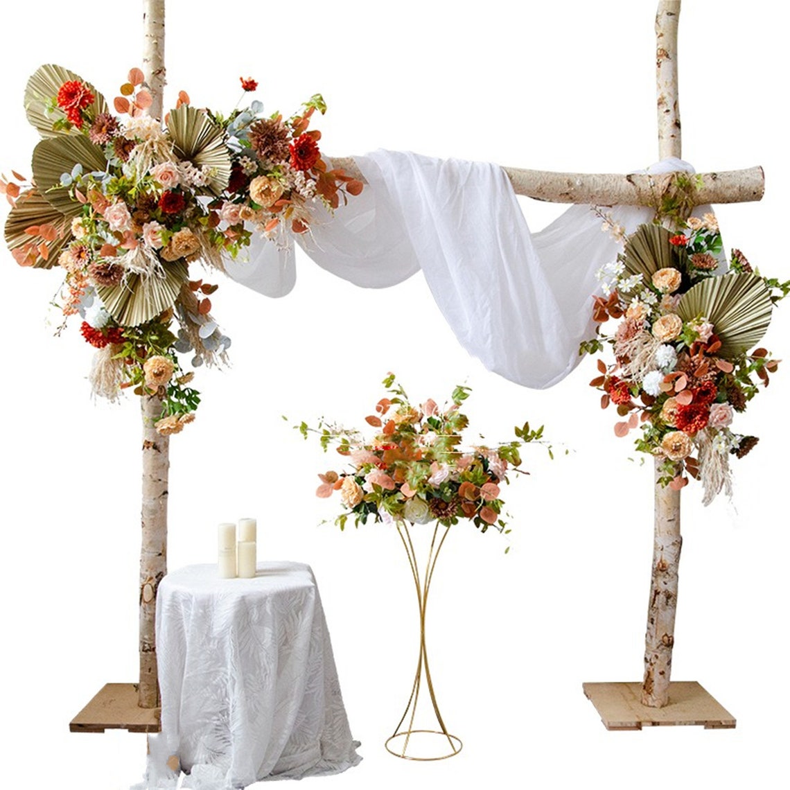 Wedding arch swag & tieback with silk flowers/Corner swag/Faux Etsy
