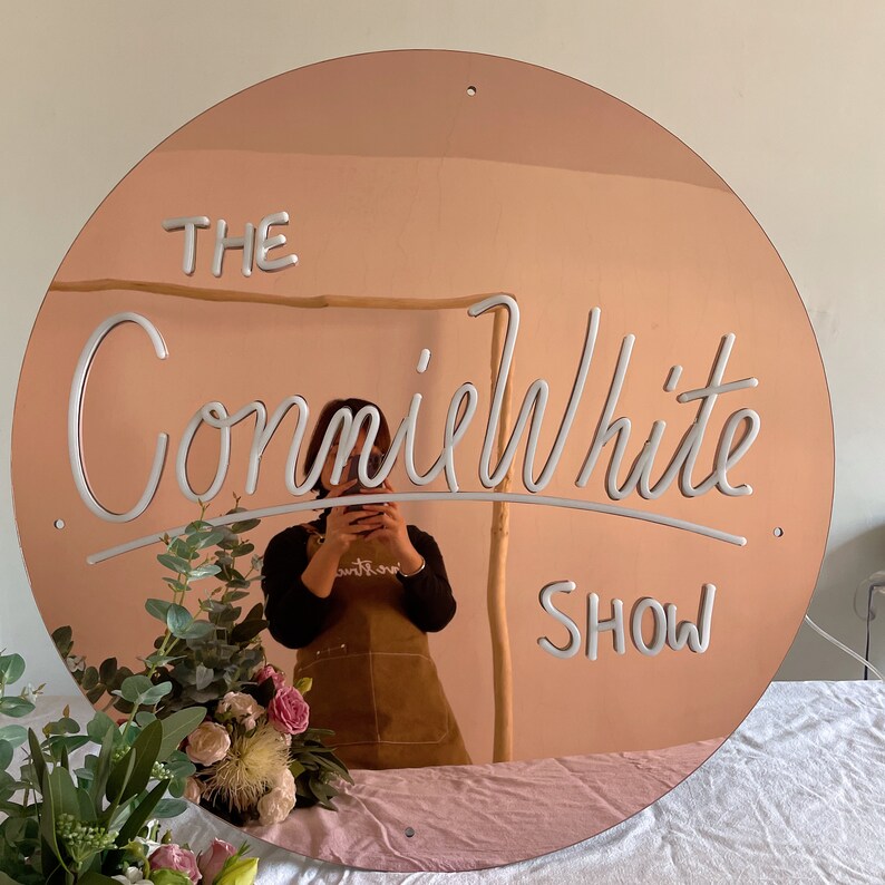 Rose Gold Neon Signs Mirror With Light Neon Wedding Sign Etsy