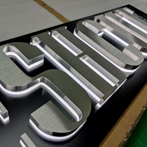 Brushed Silver Metal Backlit Letter With Backing Panel, Backlit Lobby ...