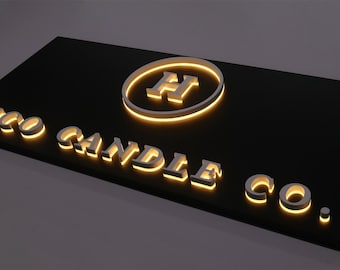 Kundenspezifisches LED-beleuchtetes Business-Logo-Metallschild: 3D-Leuchtschild