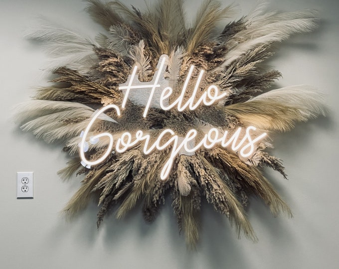 Hello Gorgeous Neon Sign Light ONLY/ Neon Sign Bedroom Living Room Office Interior Design Single Party Confession Neon Light for Wall Art