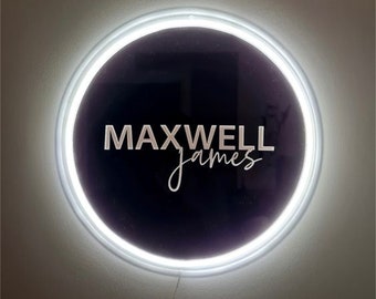 Cabinet sign, Backlit Round Metal Signs, Backlit sign (Stainless Steel Halo Lighted), Metal Backlit Sign, Lazer cut metal sign