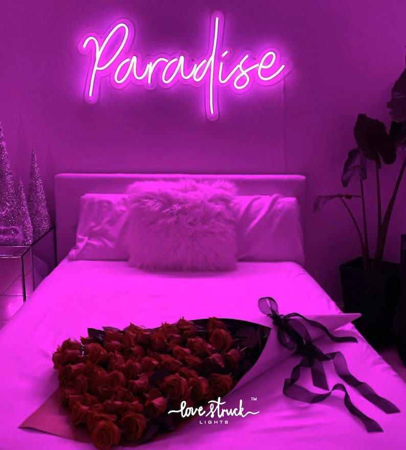 Hot Pink Paradise Neon Sign for Bedroom Decors Above Bed - Etsy