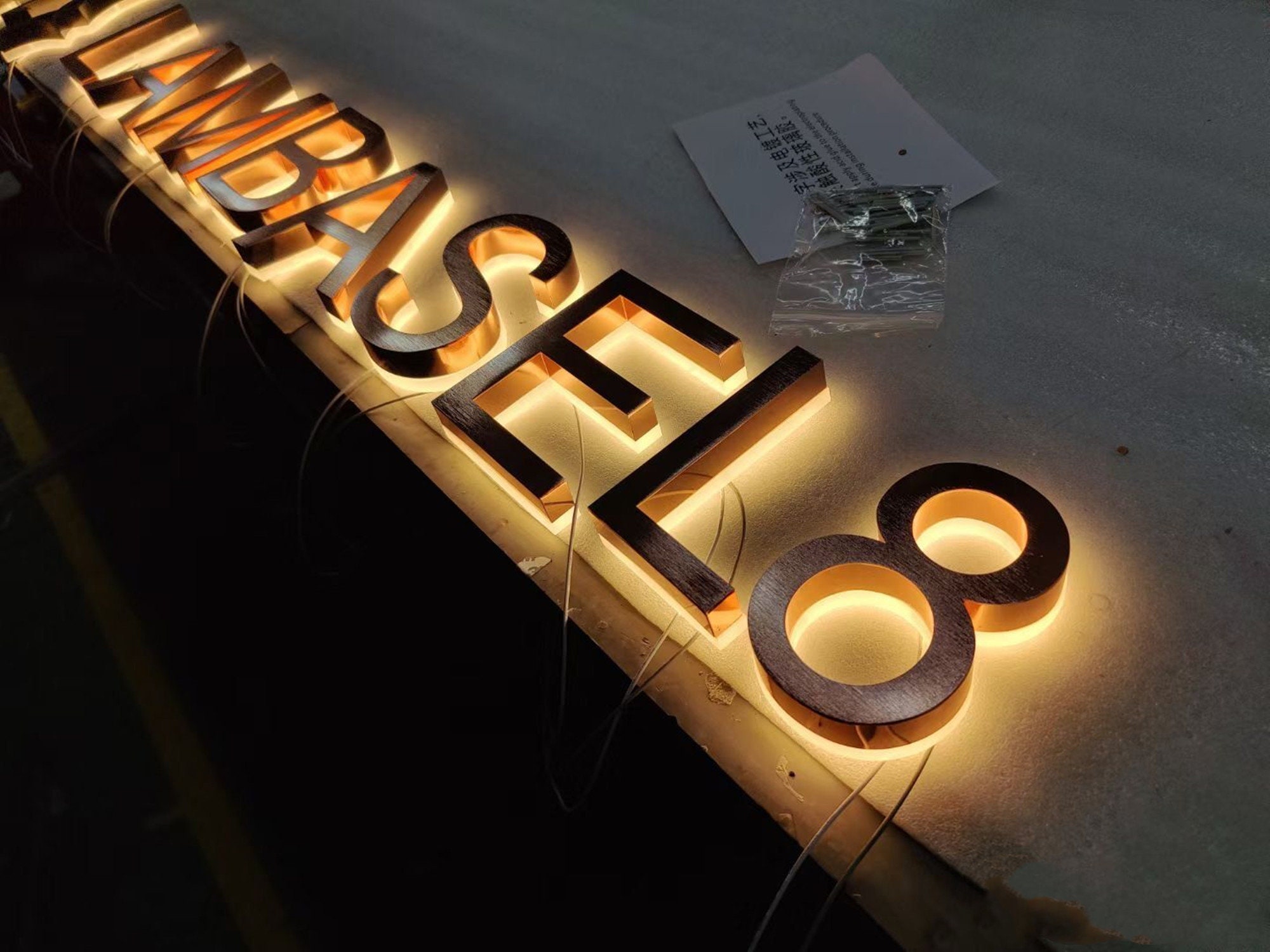 Custom Backlit Sign: Brushed Stainless Steel, 3D LED Letter Light ...
