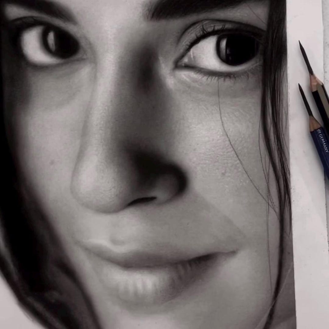 Hyper-realistic Pencil Portrait Drawing – Graphite Eye & Hand Study ...