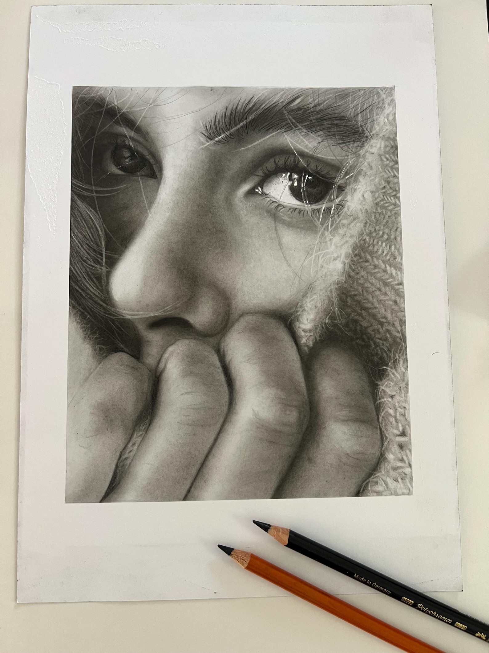 Hyper-realistic Pencil Portrait Drawing – Graphite Eye & Hand Study ...