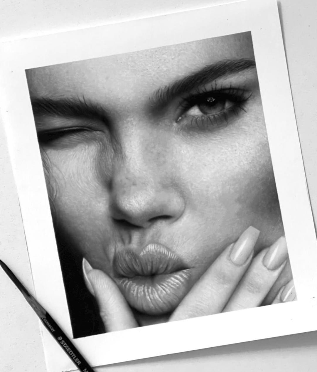 Hyper-realistic Pencil Portrait Drawing – Graphite Eye & Hand Study ...