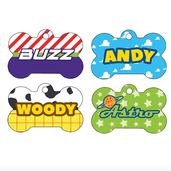 Toy Metal Dog Tag, Story Pet Tags, Personalized Custom Pet ID, Buzz, Woody, Slinky, Name Tag