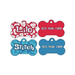 Stitch Metal Dog Tag, Lilo Pet Tags, Personalized Custom Pet ID, Hawaiin Alien, Name Tag