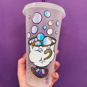 Chip Cup, Color Changing Cup, Beauty and the Beast, Belle, Princess, Mrs. Potts, Tumbler, Starbucks Cup, Custom Cup