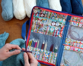 Knitting Buddy sewing pattern - A pouch to hold all your circular knitting needles tools and supplies - Knitting organizer -