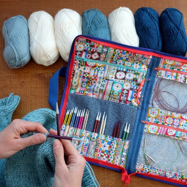 Knitting Buddy Schnittmuster - Eine Tasche für alle Ihre Rundstricknadeln Werkzeuge und Zubehör - Strickorganisator -