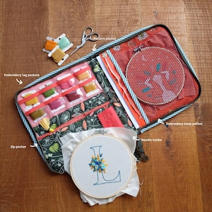 Embroidery pouch sewing pattern - Case to hold all your embroidery tools and supplies - Embroidery on the go - Stitching buddy