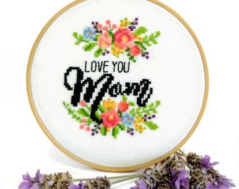 Cross Stitch Embroidery Handicraft DIY Mom And Daughter Pattern Lovely Decor Art