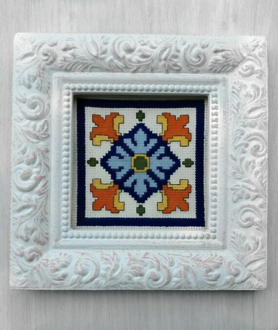 Mexican Tile Cross Stitch Pattern Mexican Decor Mexican Tile Etsy