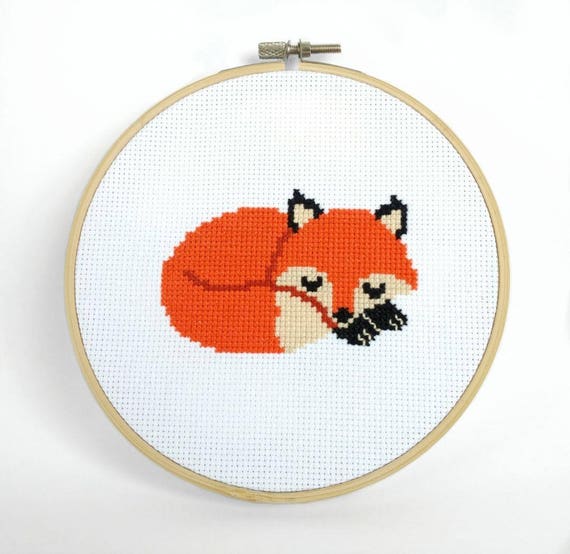 Modern Fox Cross Stitch Pattern Animal Cross Stitch Patte Hipster Fox Cross Stitch Pattern Fox Cross Stitch Pattern Crewel Sewing Needlecraft