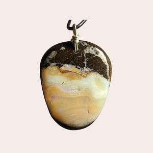 Artisan White Boulder Opal Pendant Sterling Silver Gemstone Necklace Australian Natural Stone Jewelry