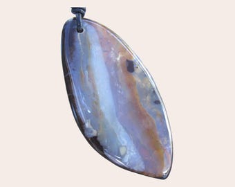 Natural Australian Boulder Opal Pendant | Freeform Gemstone Necklace (68x33x8mm)