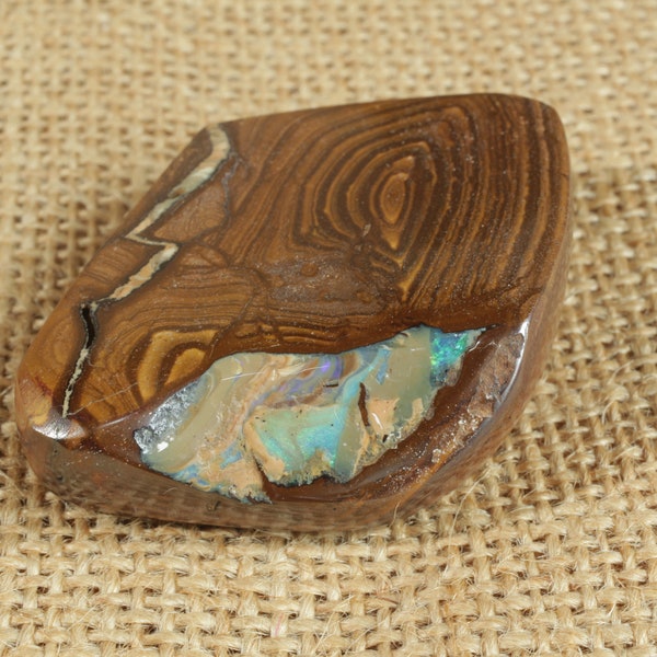 Lovely Polished Boulder Opal Mineral Specimen for Rock Collector | Curio for Home, Office, Study | Attractive Pattern, Colorful Opal | Small