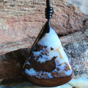 Artisan Blue Boulder Opal Necklace: Freeform Australian Gemstone