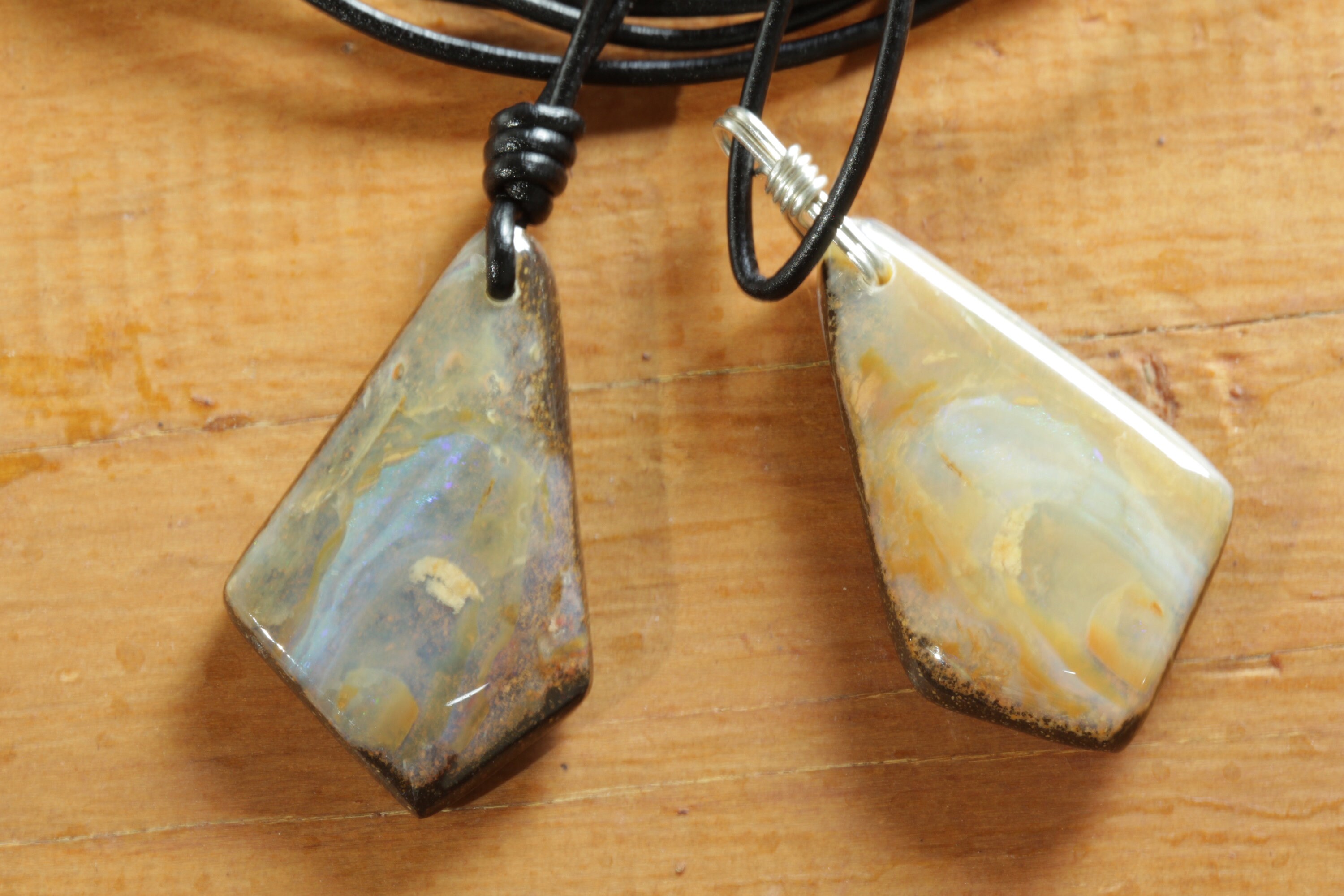 Boulder Opal Necklace Pair for Couple, Best Friends, Family | Freestyle Handmade Unisex Natural Gemstone Jewelry with a Fashion Twist | Med