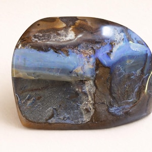 Polished Boulder Opal Specimen Blue Rock Sculpture Australian Mineral Collectible Raw Stone Display Art