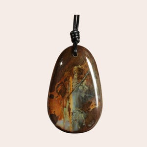 Handgemaakte Australische Boulder Opaal Hanger Leren Ketting Unisex Statement Natuurlijke Edelsteen Sieraden