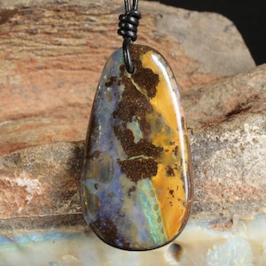 Duży wisiorek z opalem głazowym, naturalny australijski kamień szlachetny, naszyjnik z kamieniem urodzinowym października, prezent