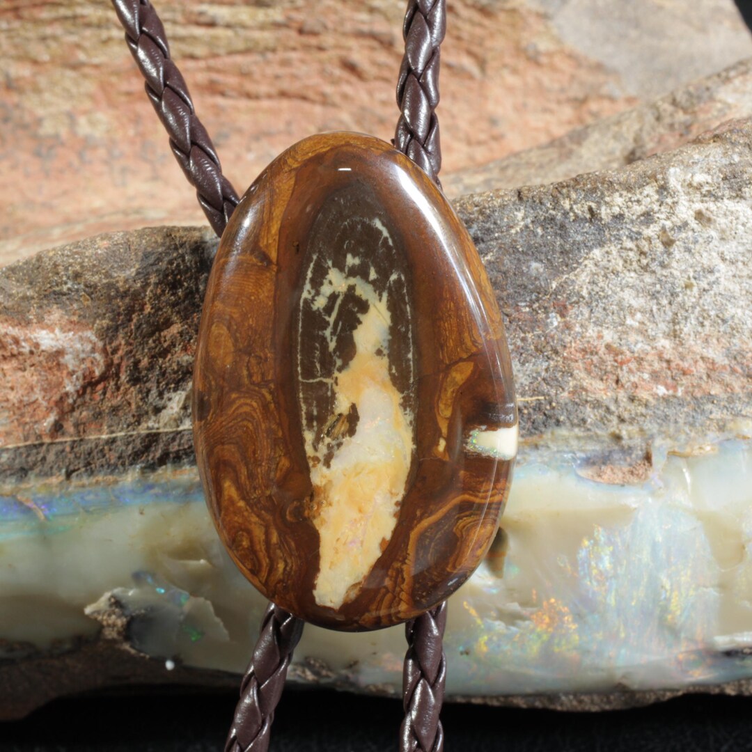 Boulder Opal Bolo Tie: Handcrafted Unisex Statement Jewelry Natural ...