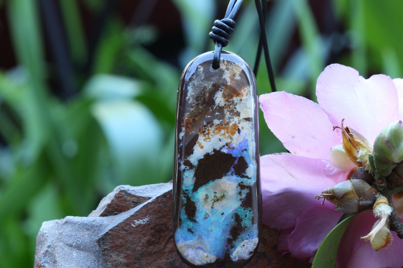 Extra Large Solid Boulder Opal Unisex Pendant with Strong Color and Presence of Piece Green Rare and Precious October Birthstone Jewellery