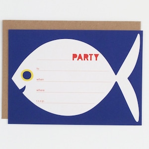 Invitaciones de fiesta. Conjunto de 8 tarjetas de invitación de fiesta Ahoy de barco con sobres kraft. Hecho en el Reino Unido. Fiesta de los niños. Tema náutico.