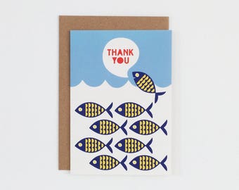 Thank you card. Ship Ahoy card with kraft envelope. Made in the UK.