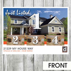 Instant Download | Photoshop, and InDesign Template | Just Listed  Card | 2 sided | 5x7 | Home Printer or Professional Printing