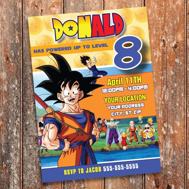 Dragon Ball Z Invitation. DragonBall Birthday Invitation. | Etsy