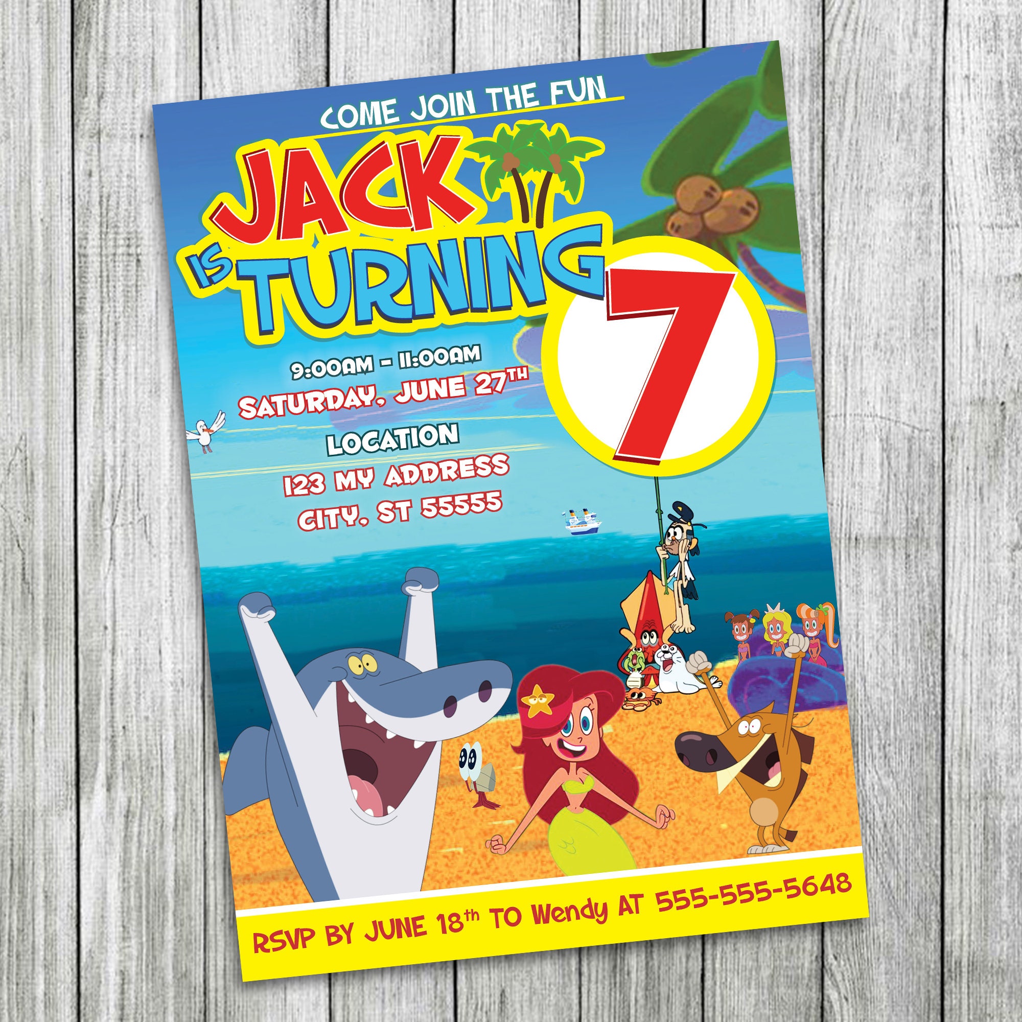 Zig Sharko Style Invitation Zig And Sharko Invitation Zig Etsy