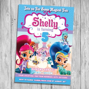 Invito Shimmer e Shine. Invito di compleanno Shimmer and Shine. Invito alla festa di Shimmer e Shine. Compleanno personalizzato, Shimmer
