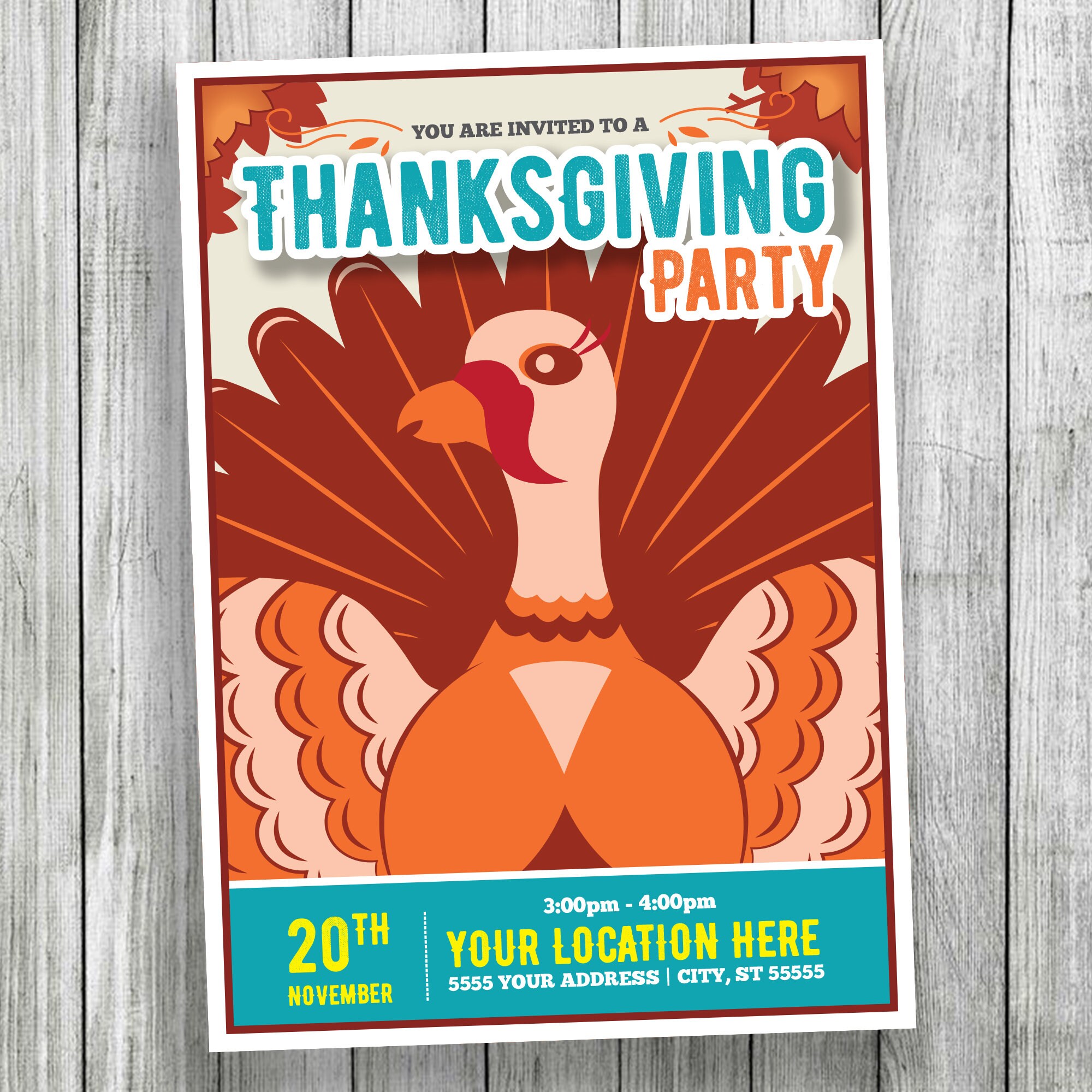 Thanksgiving Invitation Party Invitation Turkey Invitation Etsy Thanksgiving invitation party invitation turkey invitation etsy
