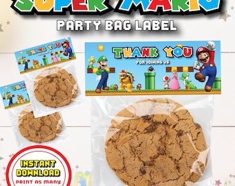 Instant Download , Super Mario Party Bag Topper, Super Mario Birthday, Mario and Luigi, Party, Personalized, Printables, Digital, DIY