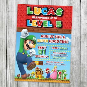 Luigi Super Mario Invitation. Luigi Mario Birthday Invitation. Luigi  Party Invitation. Luigi  Party Invitation. Custom Birthday Invitation.