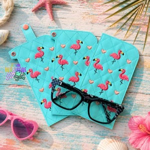 Quilted Flamingo Envelope Style Glasses Case Bundle | 2 Designs | 2 Sizes | Digital Download