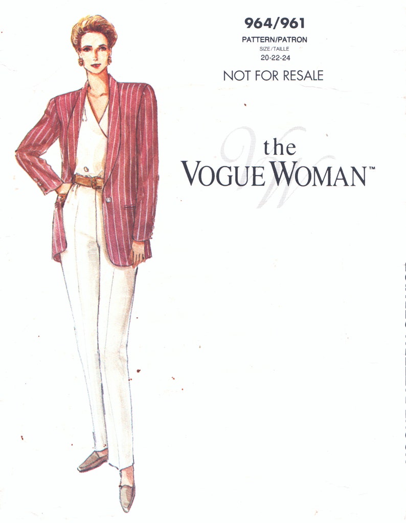 Blouse /& Pants Uncut 107-117cm Sizes 20-24 Vogue 964961 vintage sewing pattern Bust 42-46 | 1990s Misses/' Jacket