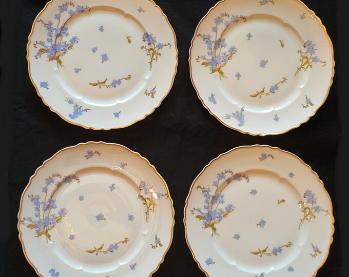Haviland Limoges Montmery Me Not Hand Painted China Salad Plates