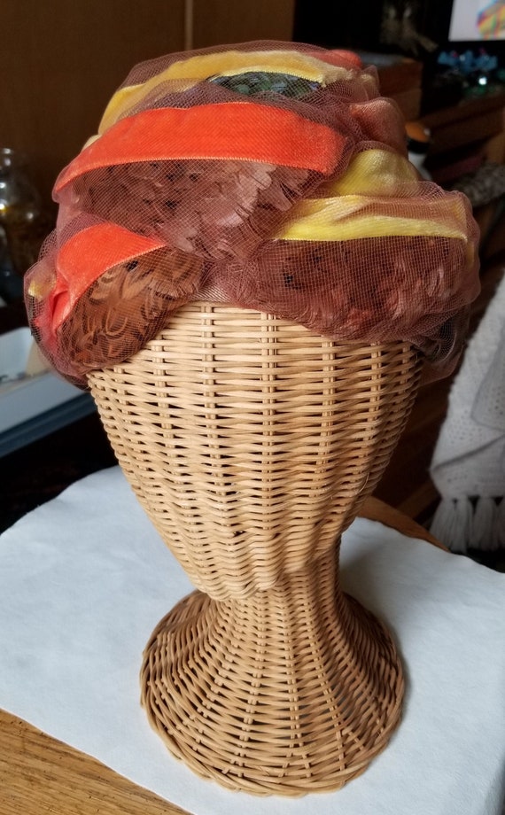 Christian Dior Velvet and Feather Turban 1960s Fal