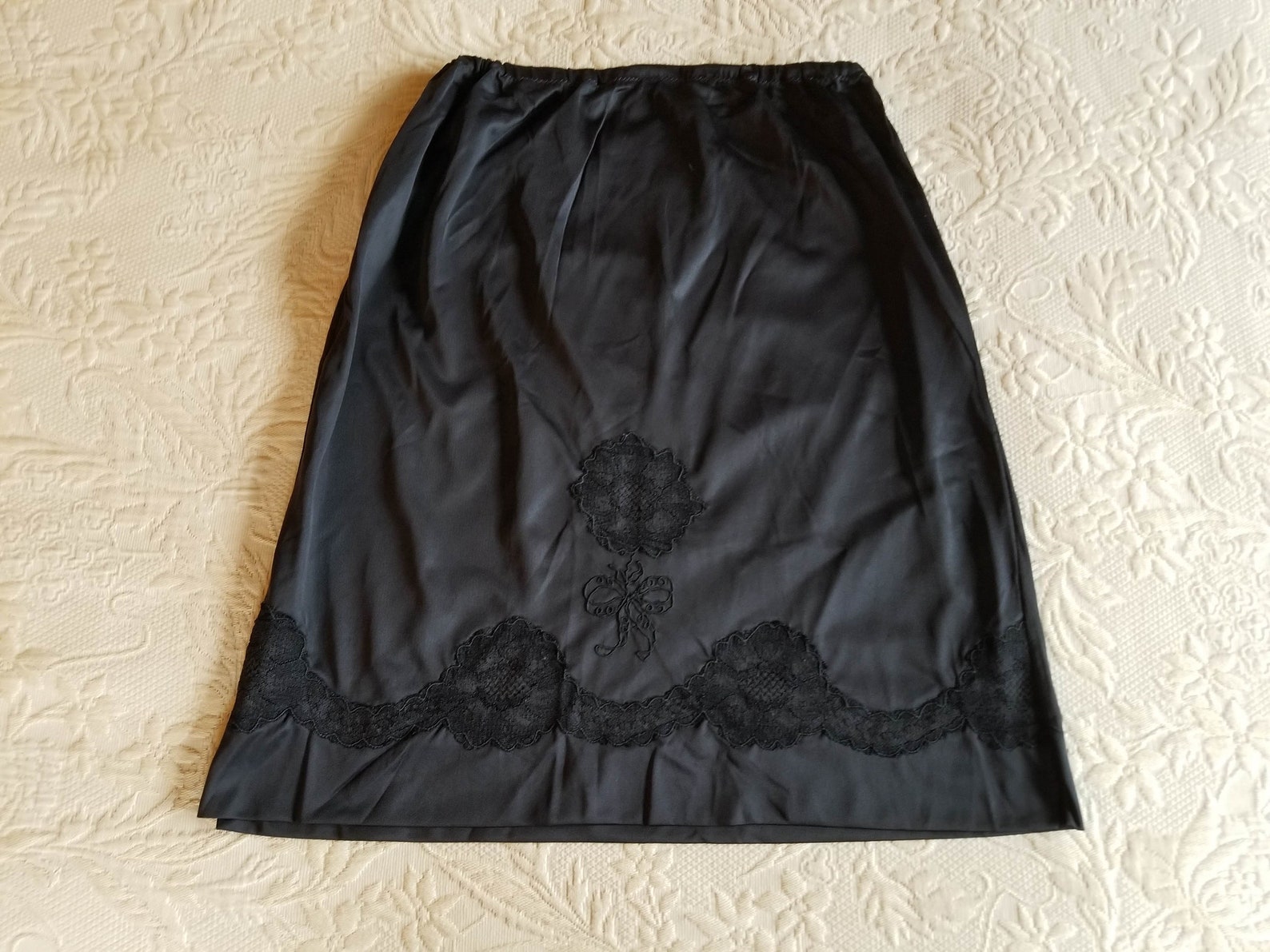 black half slip with lace trim