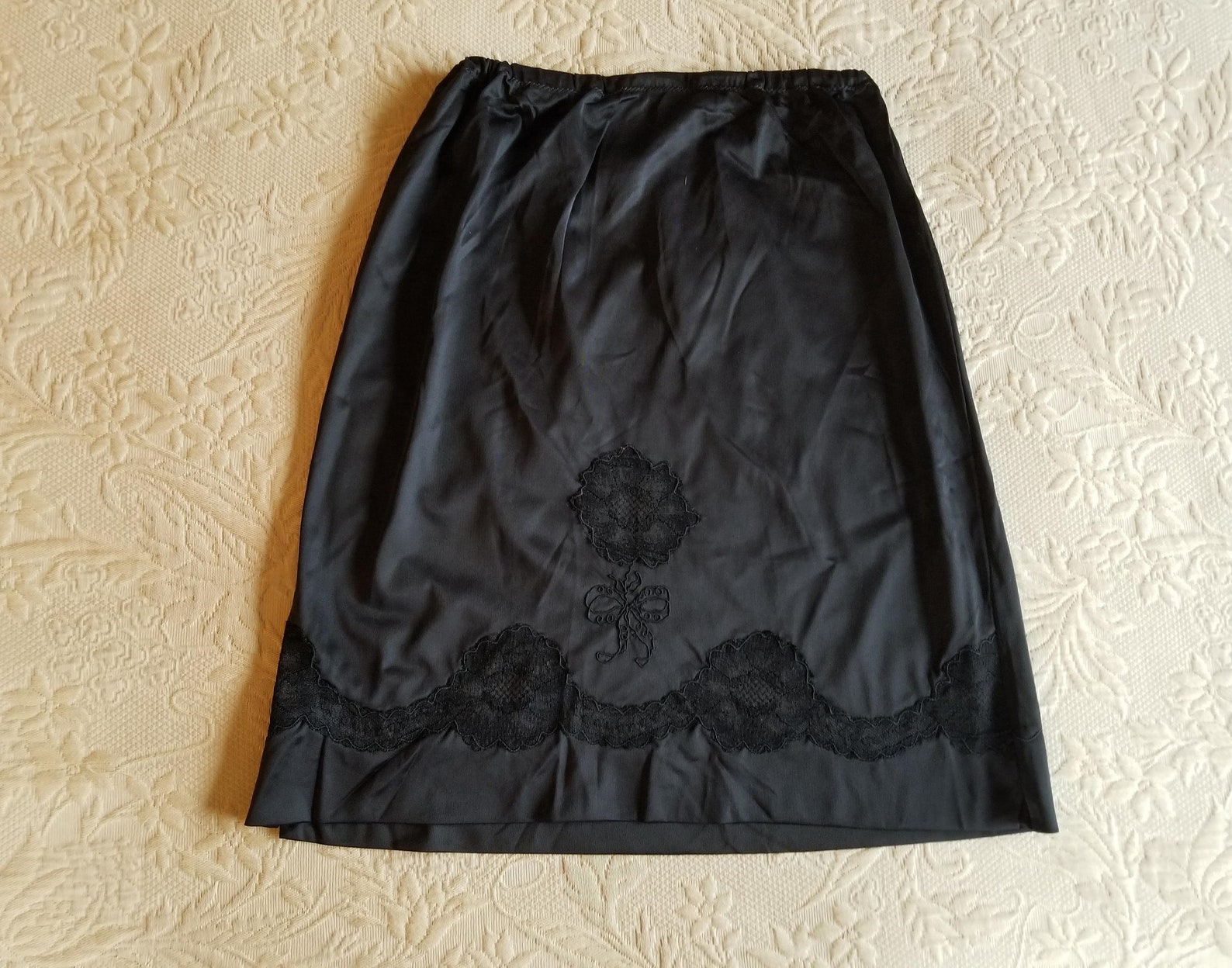 black half slip with lace trim
