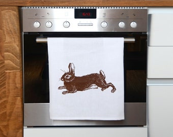 Tea towel of pure linen with rabbits, kitchen towel, Easter gift under 20 Euro, kitchen towel, picnic towel, dough cloth, kitchen